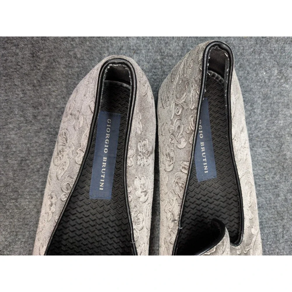 Giorgio Brutini Men’s 13 Gray Velvet Smoking Slippers Floral Pattern Dress...